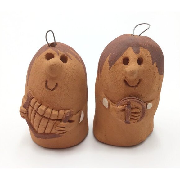 Terracotta Thumb Shaped Music Band Folk Art Ornaments Set of 5 Mariachi Handmade - Picture 2 of 14